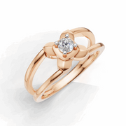 Criss-Cross Shank Diamond Solitaire Ring - 18Kt Rose Gold vermeil